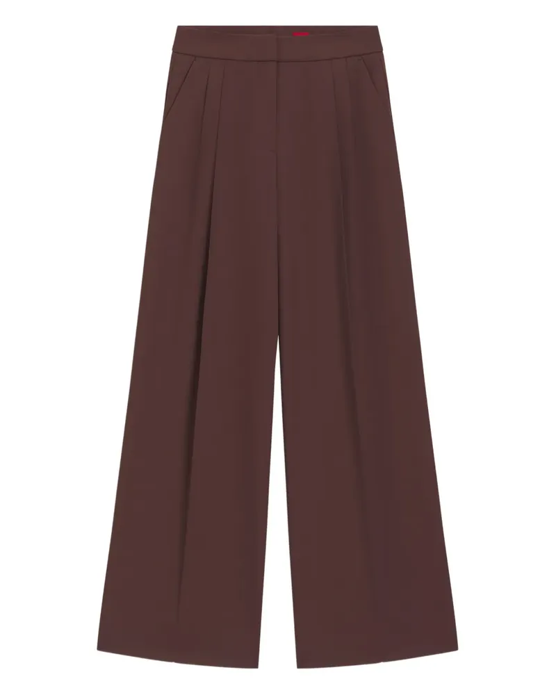 HUGO BOSS Wide-Leg-Hose mit Bundfalten - Braun Braun