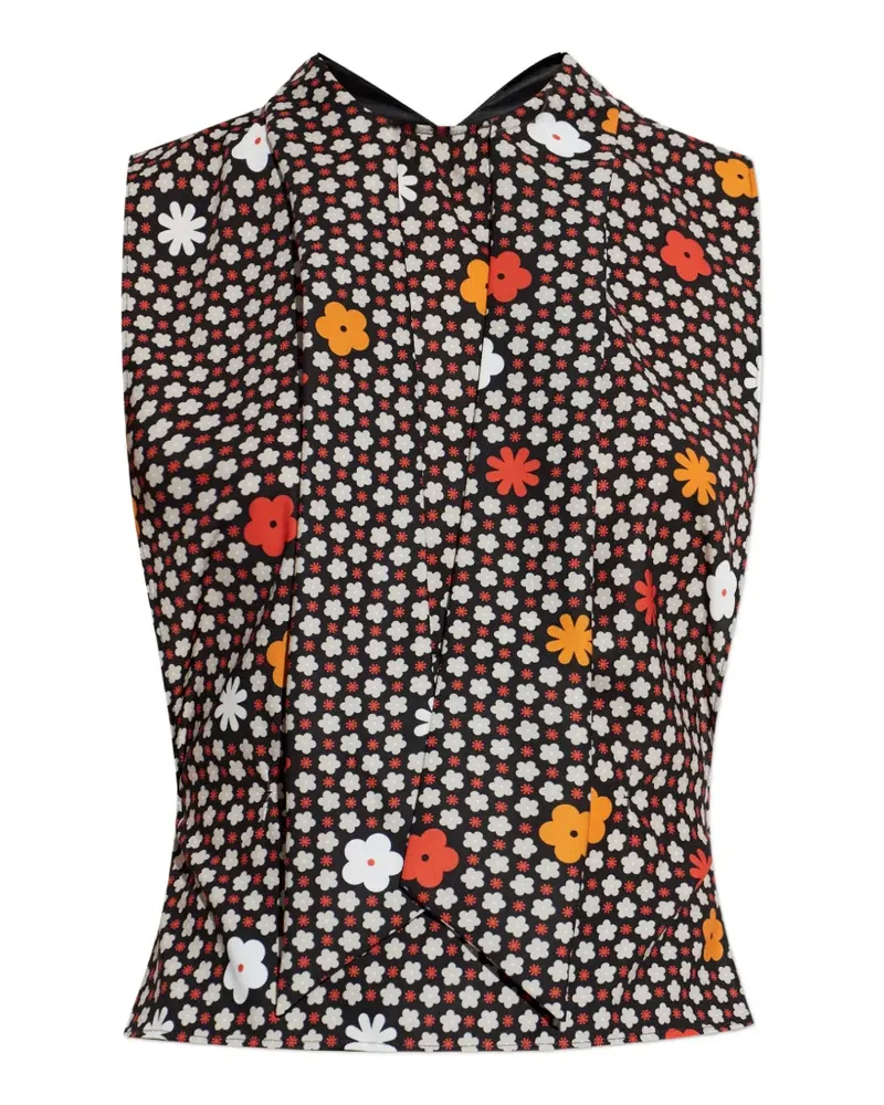 Maison Margiela Top mit Blumen-Print - Schwarz Schwarz