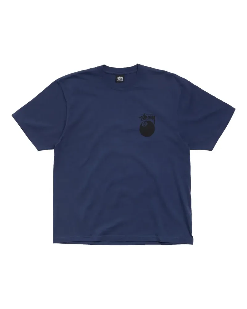Stüssy Pigmentgefärbtes 8 Ball T-Shirt mit Logo-Print - Blau Blau