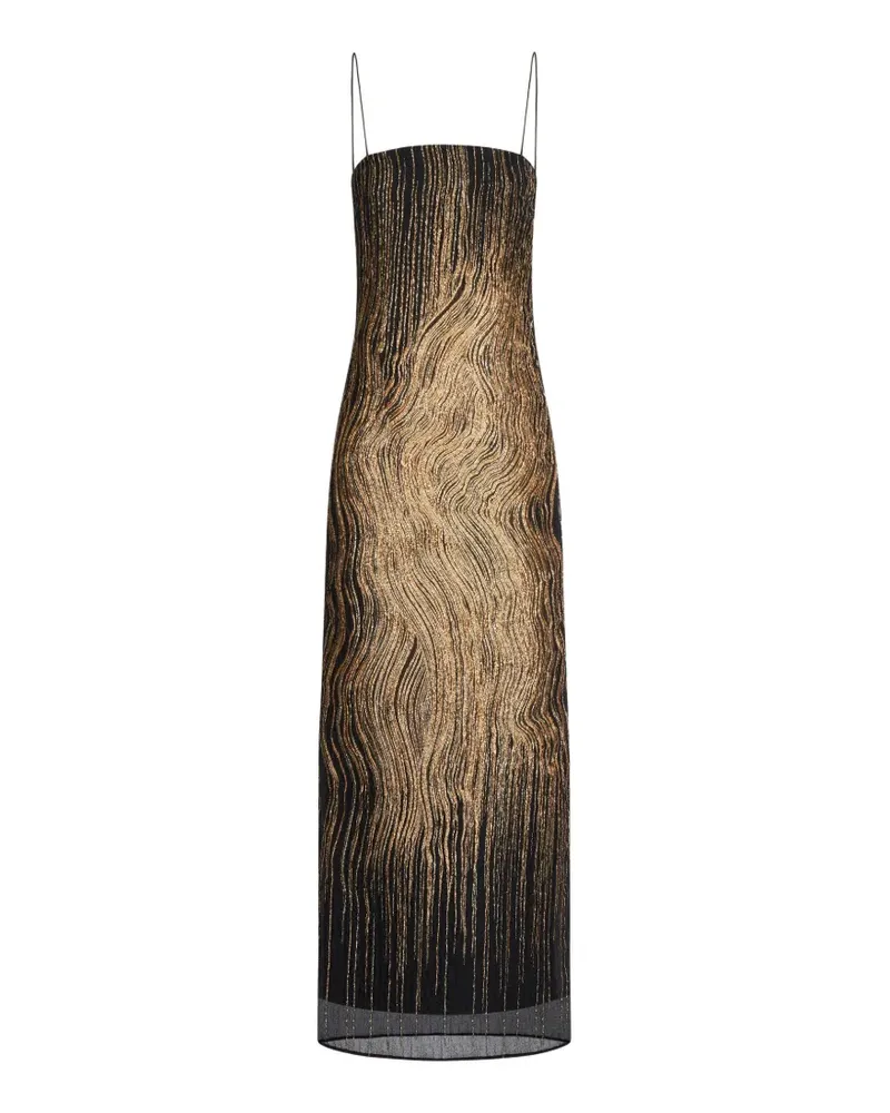 Taller Marmo Showgirl Midikleid mit Spaghettiträger - Schwarz Schwarz