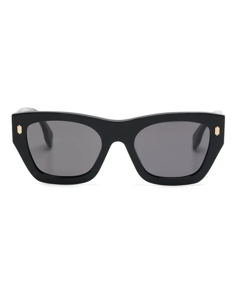 Fendi Eckige Sonnenbrille mit Logo - Schwarz Schwarz