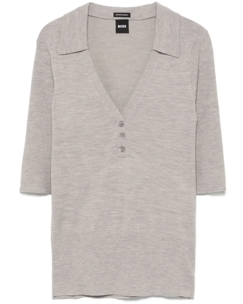 HUGO BOSS Fein gestricktes Poloshirt - Grau Grau