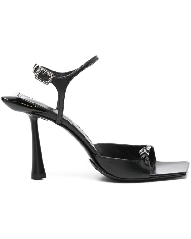 Benedetta Bruzziches Metallic-Sandalen mit Kristallschnalle - Schwarz Schwarz