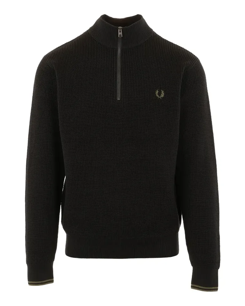 Fred Perry waffle-knit quarter-zip sweater - Schwarz Schwarz