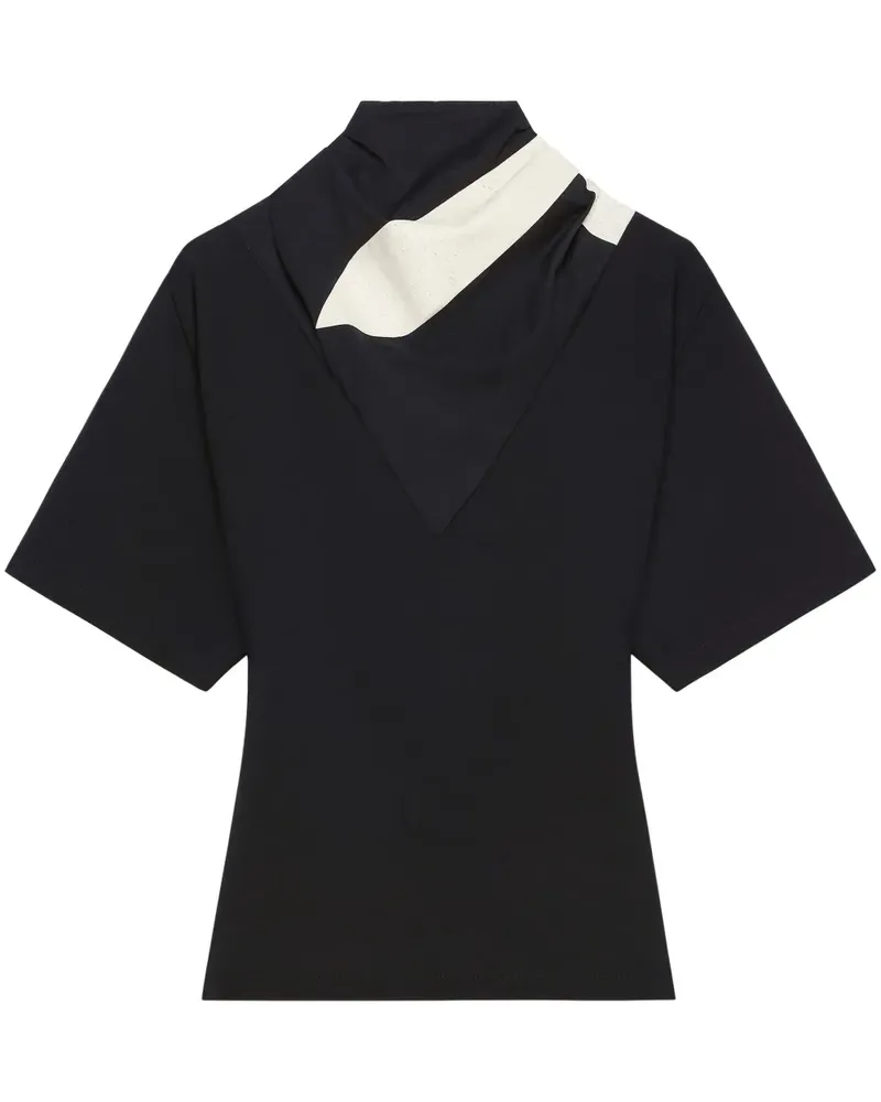 Courrèges Oberteil mit Schaleinsätzen - Schwarz Schwarz