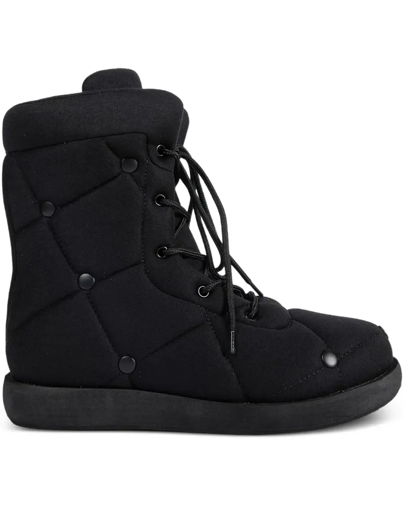 Yohji Yamamoto PE/Tricot quilted boots - Schwarz Schwarz