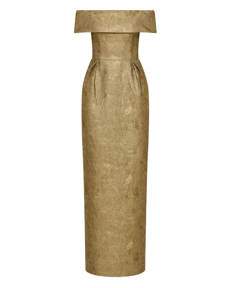 Rebecca Vallance Schulterfreies Abendkleid aus Brokat - Gold Gold