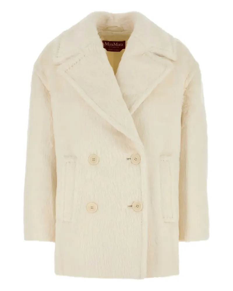 Max Mara Doppelreihiger Slam Mantel - Weiß Weiß