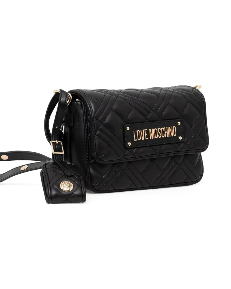 Moschino Mini Schultertasche mit Steppung - Schwarz Schwarz