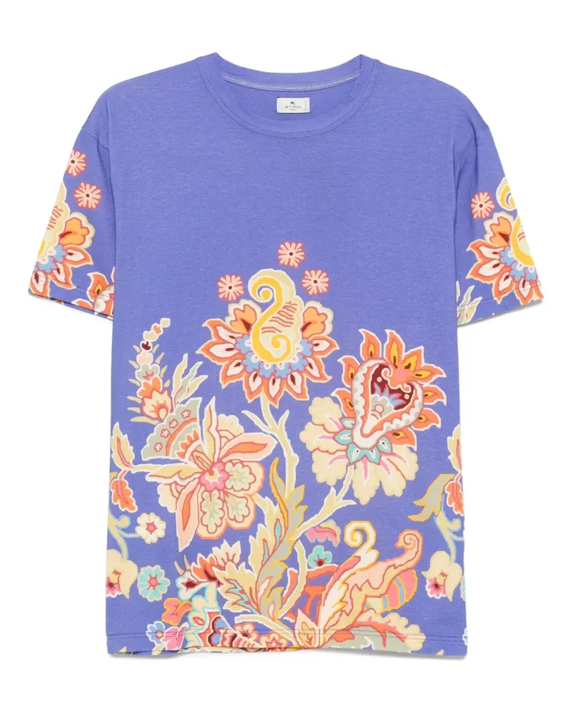 Etro Paisley-T-Shirt mit Blumen-Print - Blau Blau