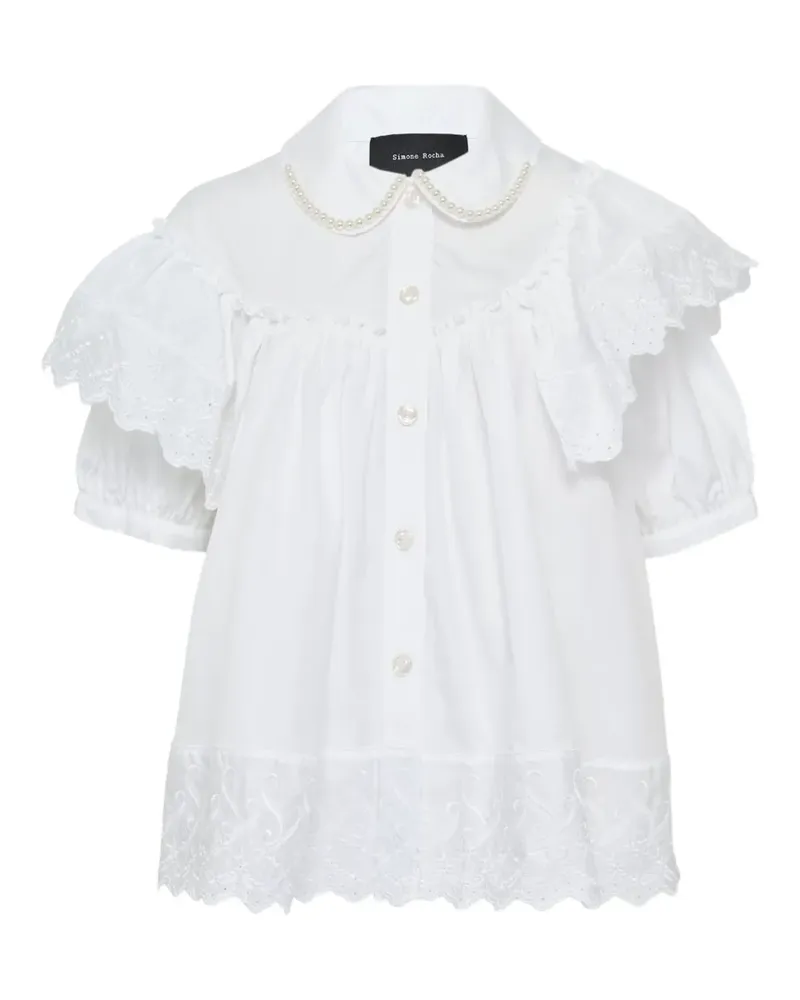 Simone Rocha Cropped-Bluse mit Puffärmeln - Weiß Weiß
