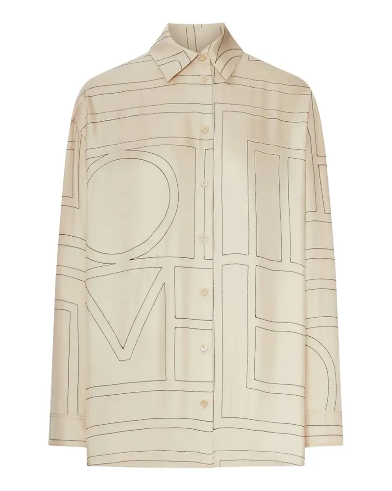 Totême monogram-print silk shirt - Nude Nude