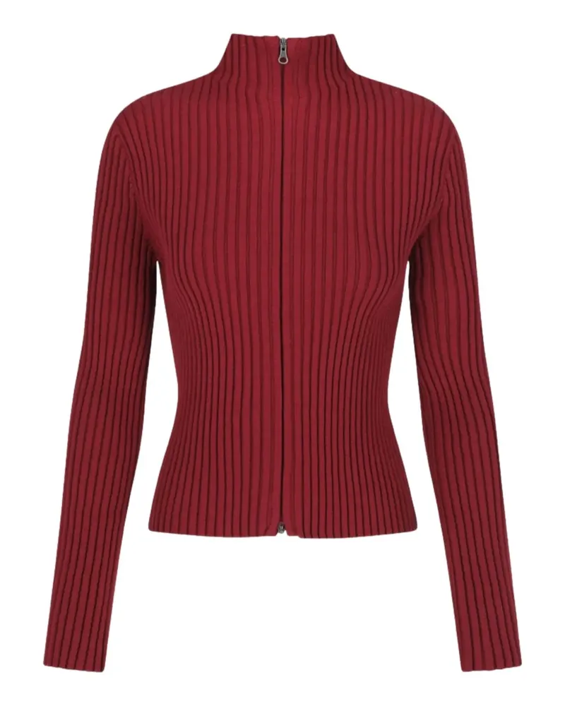 AMOMENTO ribbed zip-up cardigan - Rot Rot