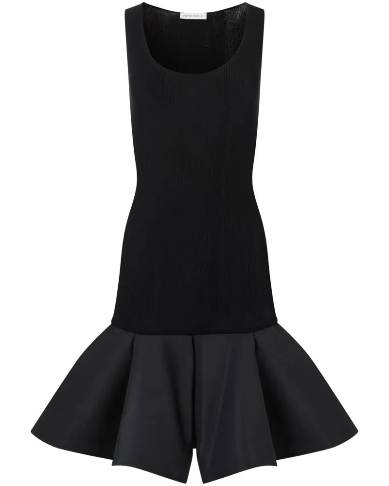 Nina Ricci Midikleid mit Schößchen - Schwarz Schwarz