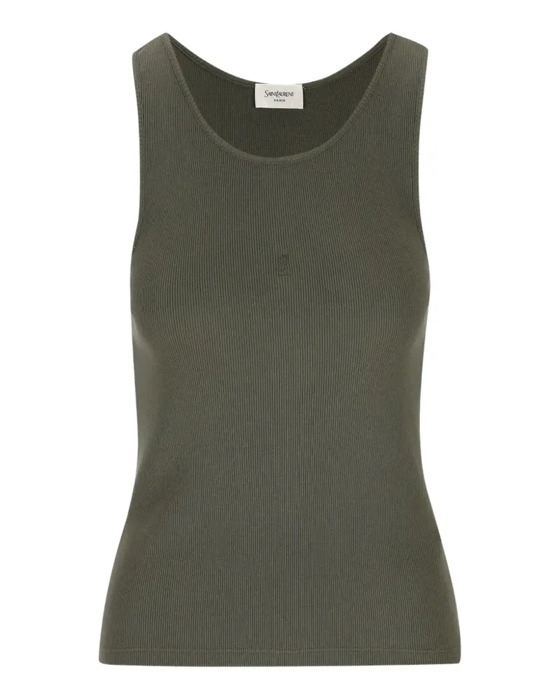 Saint Laurent Cassandre tank top in ribbed cotton jersey - Grün Grün
