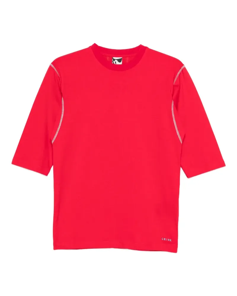 GR10K T-Shirt mit Ziernähten - Rot Rot
