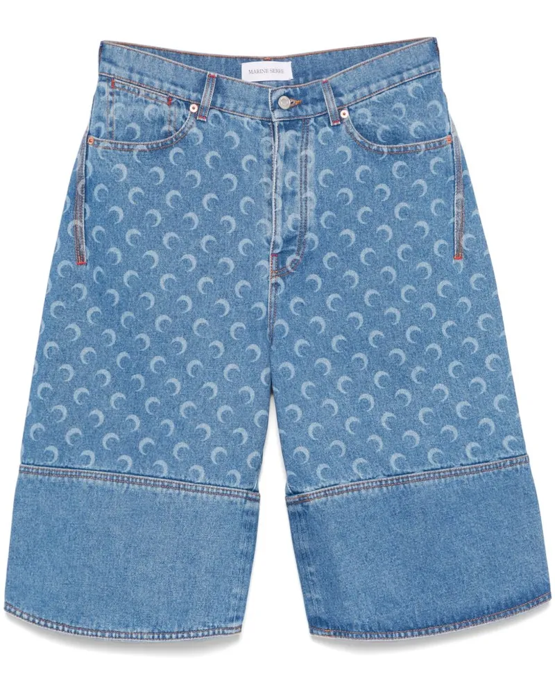 Marine Serre Shorts mit Monogrammmuster - Blau Blau