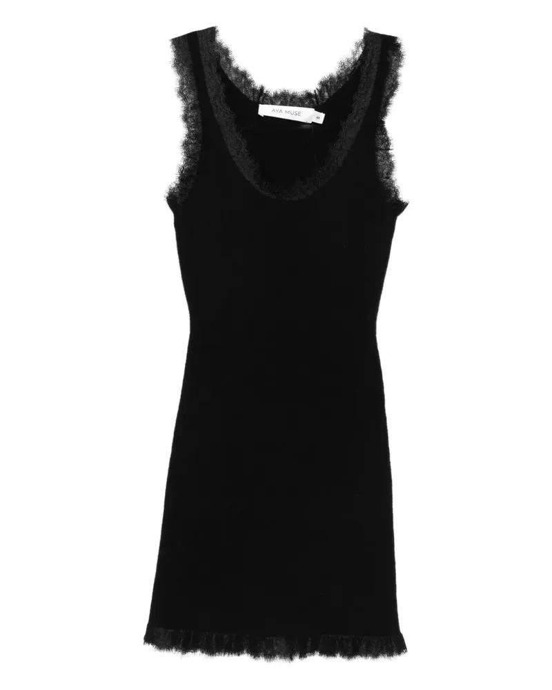 Aya Muse Minikleid mit Spitzenbesatz - Schwarz Schwarz