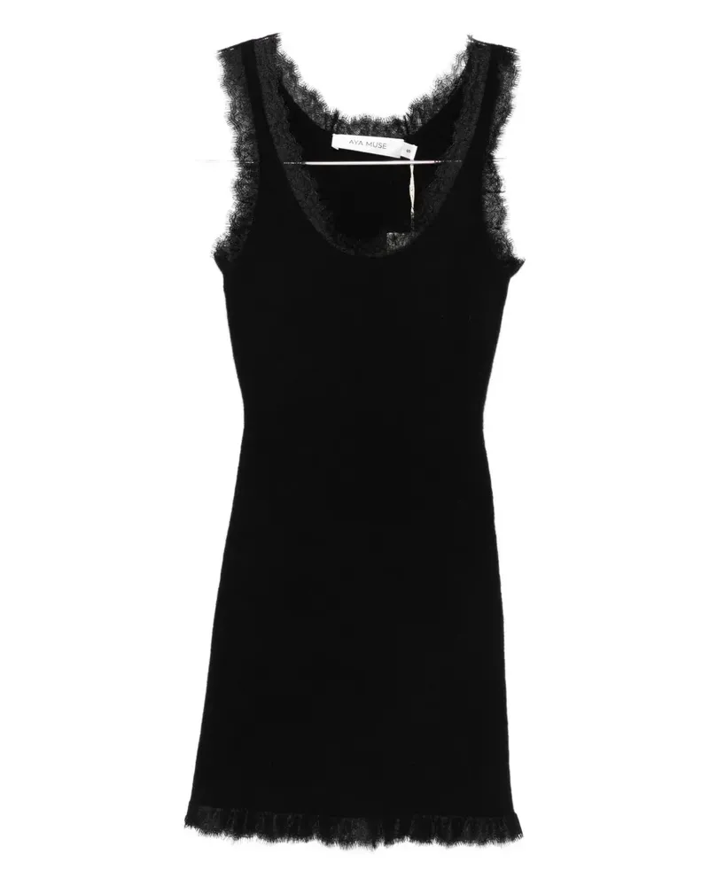 Aya Muse lace-trim mini dress - Schwarz Schwarz