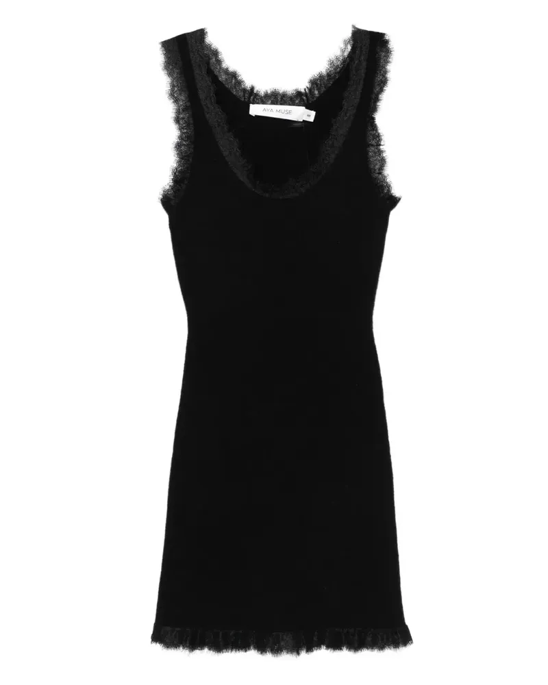 Aya Muse Minikleid mit Spitzenbesatz - Schwarz Schwarz