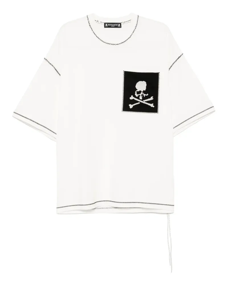 Mastermind Japan T-Shirt mit Kreuzstich - Weiß Weiß