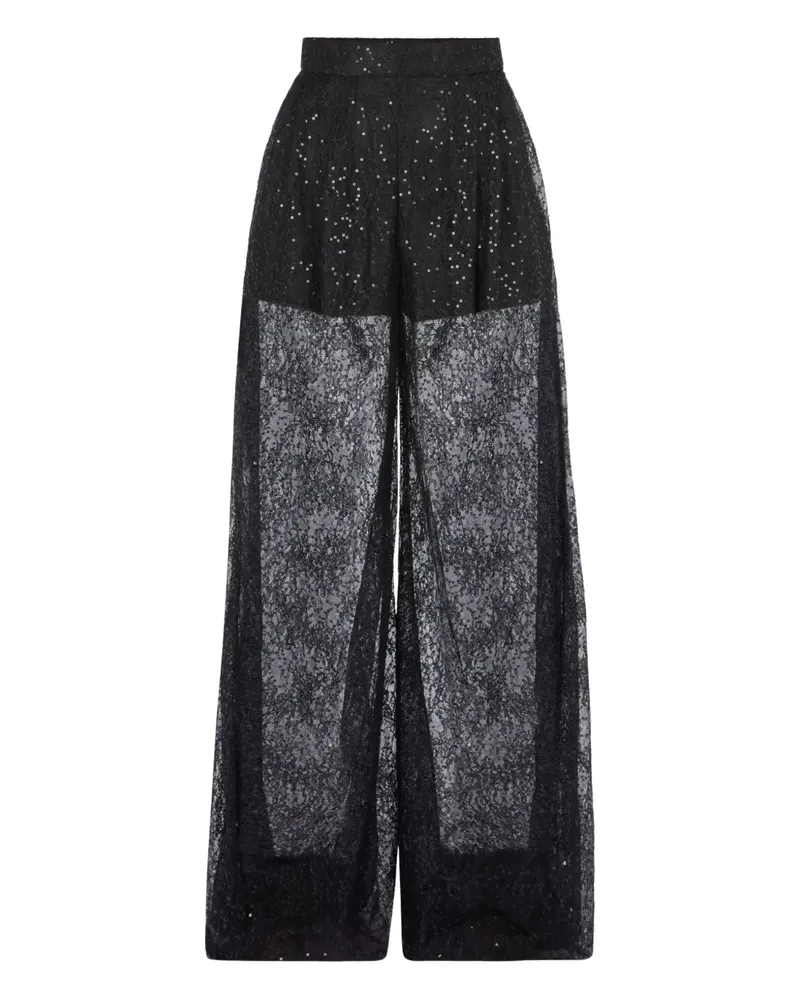 Nina Ricci Palazzohose aus Paillettenspitze - Schwarz Schwarz