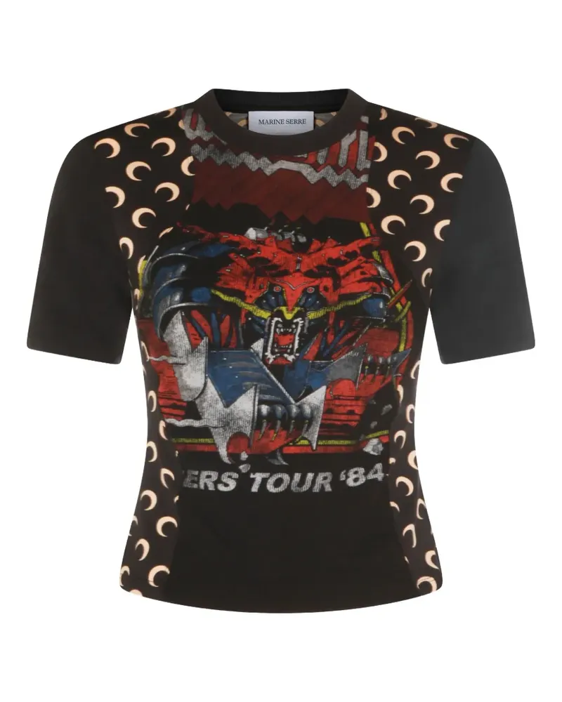 Marine Serre graphic-print T-shirt - Schwarz Schwarz
