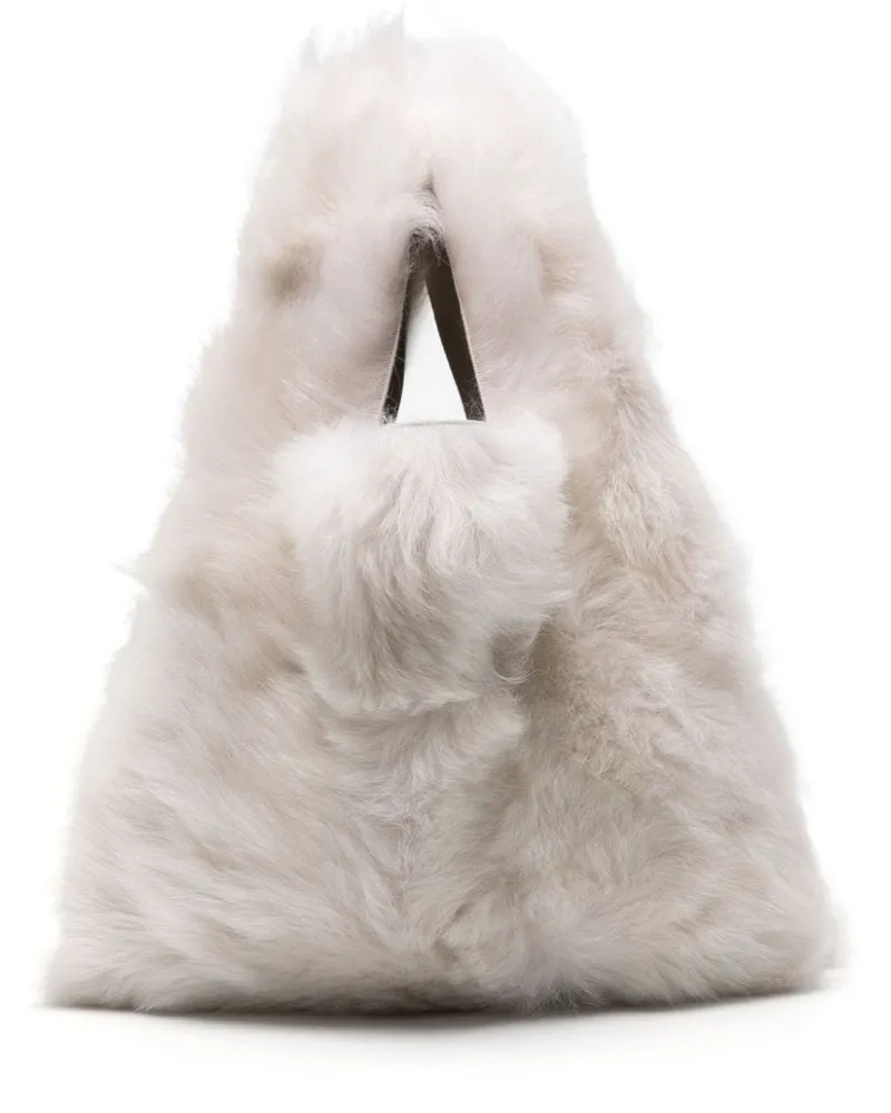 BLANCHA large shearling tote bag Weiß