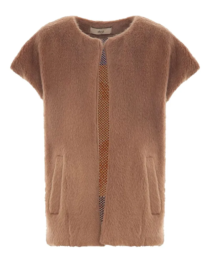 AKEP Bestickte Jacke mit Seitentaschen - Braun Braun