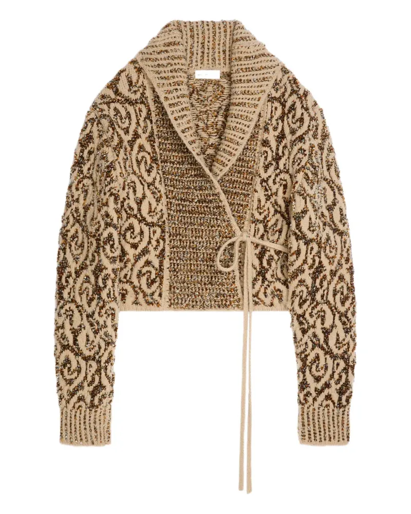 Dries van Noten Gewickelter Jacquard-Cardigan - Nude Nude