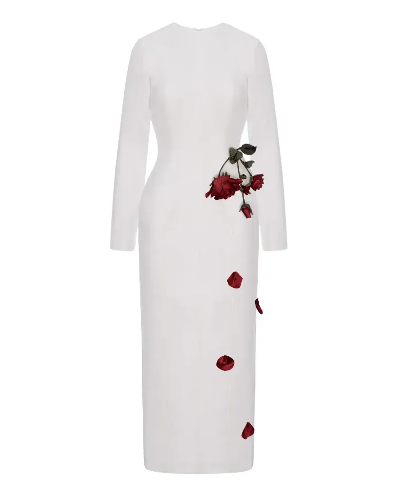 Cristina Savulescu The Promised Midikleid mit Blumen - Weiß Weiß