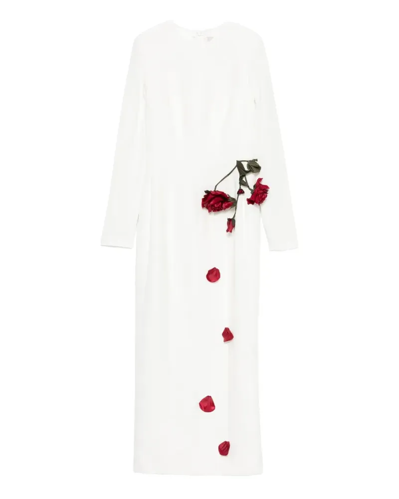 Cristina Savulescu The Promised Midikleid mit Blumen - Weiß Weiß