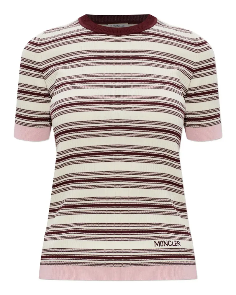 Moncler striped knitted T-shirt - Nude Nude