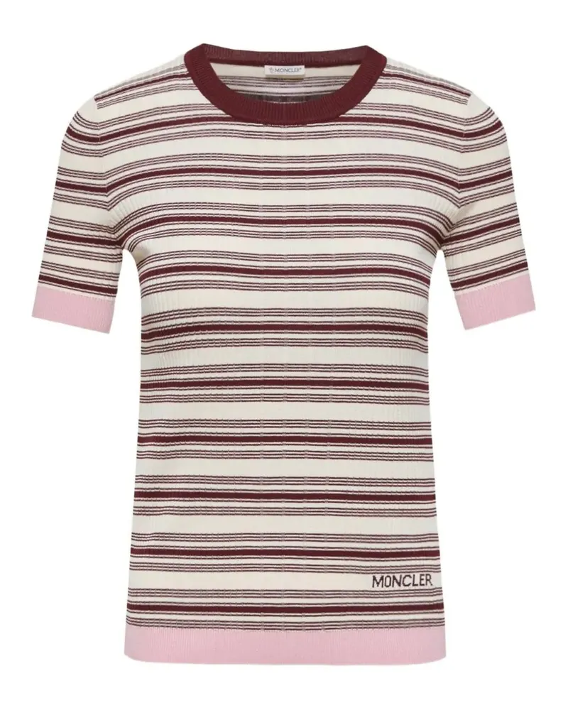 Moncler Gestreiftes T-Shirt aus geripptem Strick - Nude Nude