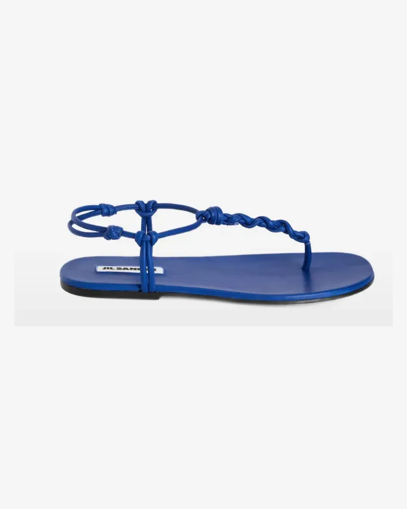 Jil Sander Flache Sandalen mit geknotetem Riemen - Blau Blau