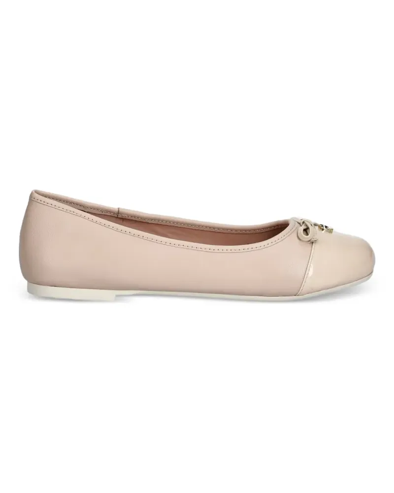 Moschino bow-detail patent-toe ballet flats - Nude Nude
