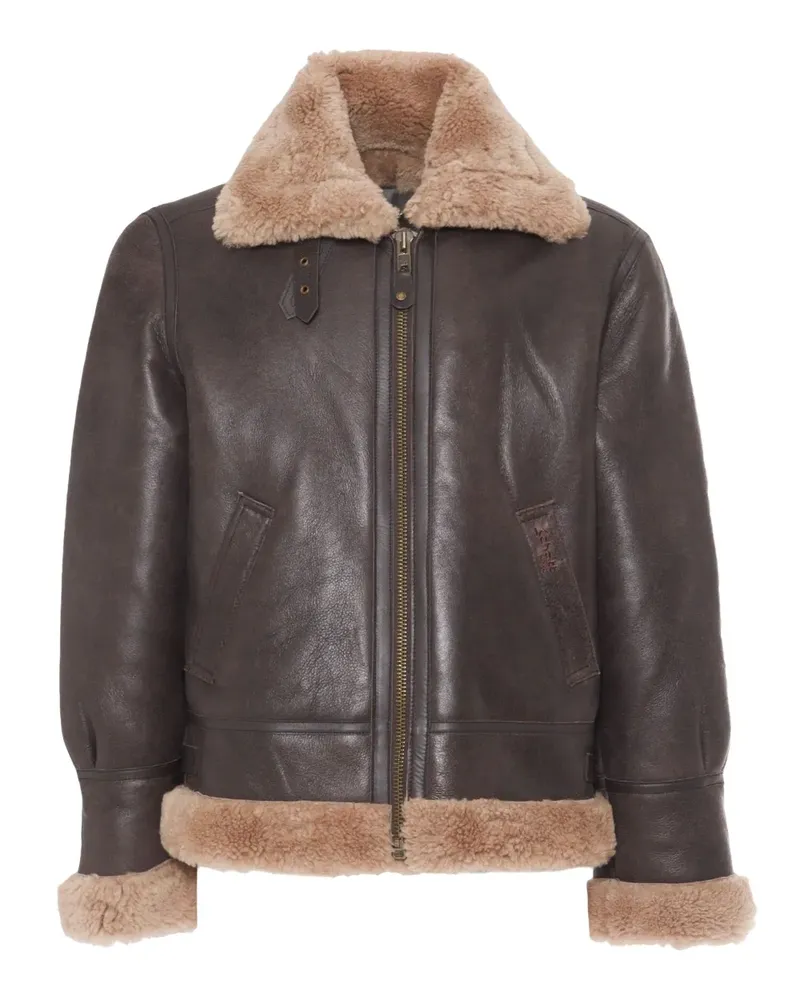 Schott N.Y.C Classic B-3 Lederjacke mit Pelzkragen - Braun Braun