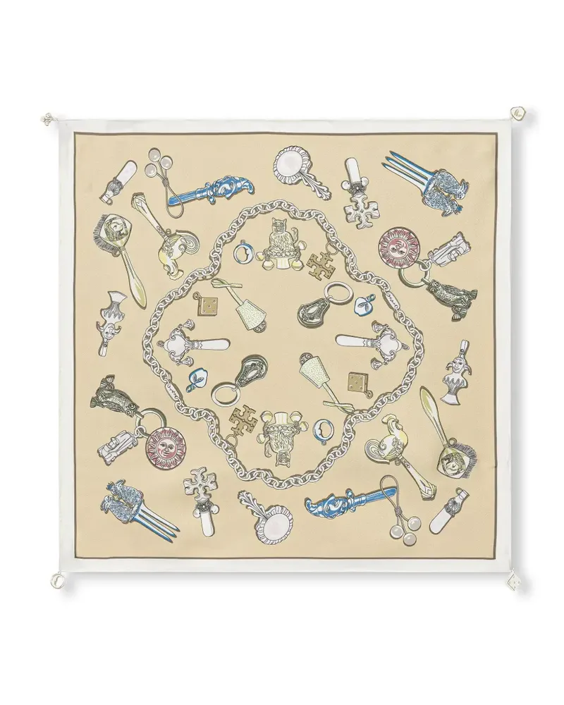Tory Burch Rattles Seidenschal mit Anhänger - Nude Nude