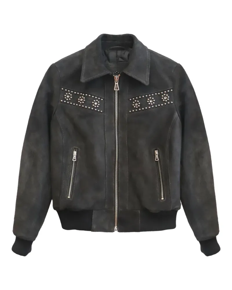 HTC Hollywood Trading Company Francisville studded suede jacket - Grau Grau