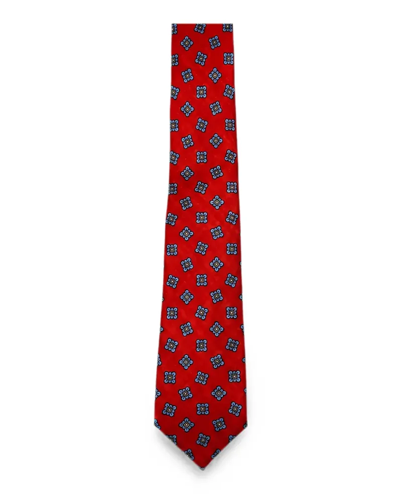 Kiton Seidenkrawatte mit Blumenmuster - Rot Rot