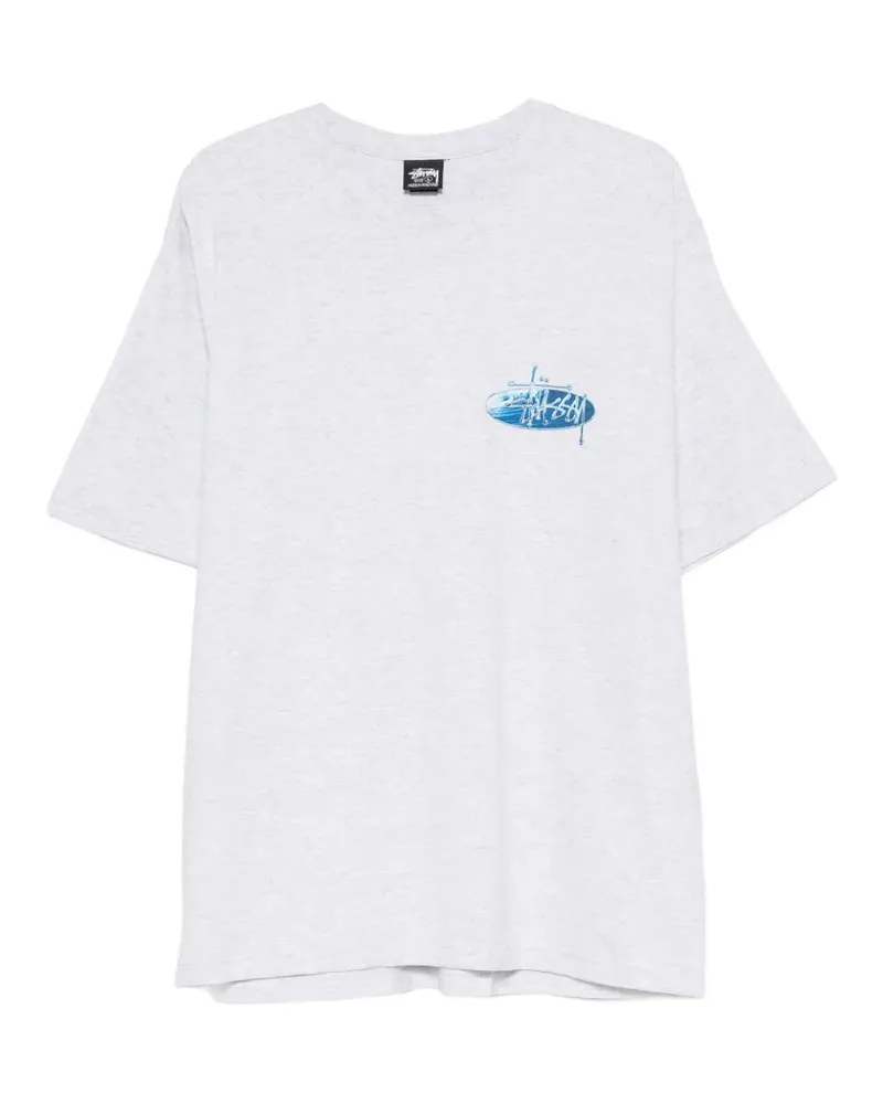 Stüssy Wave T-Shirt mit ovalem Logo-Print - Grau Grau