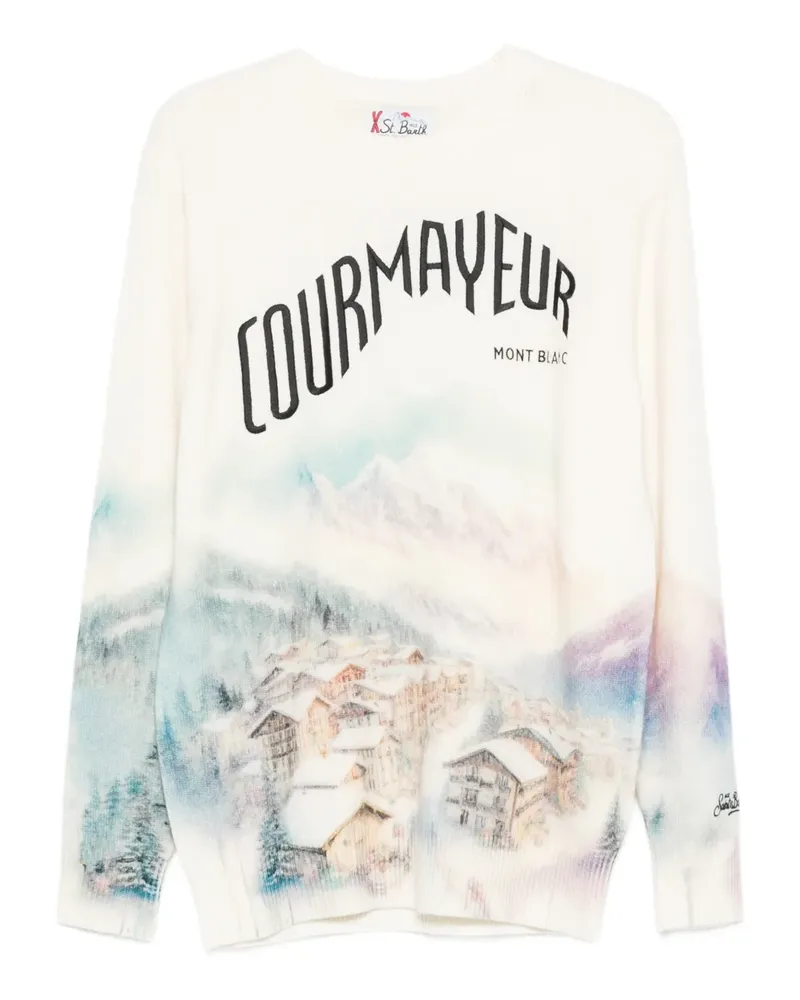 MC2 Saint Barth Pullover mit Heron Courmayeur-Print - Weiß Weiß