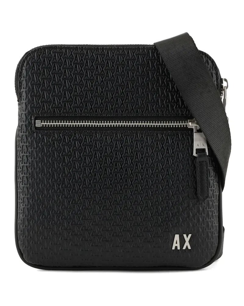 Armani Exchange Kuriertasche mit Monogramm-Prägung - Schwarz Schwarz