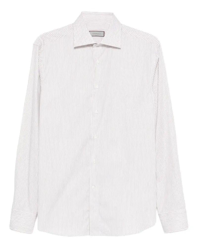Canali Gestreiftes Hemd - Weiß Weiß