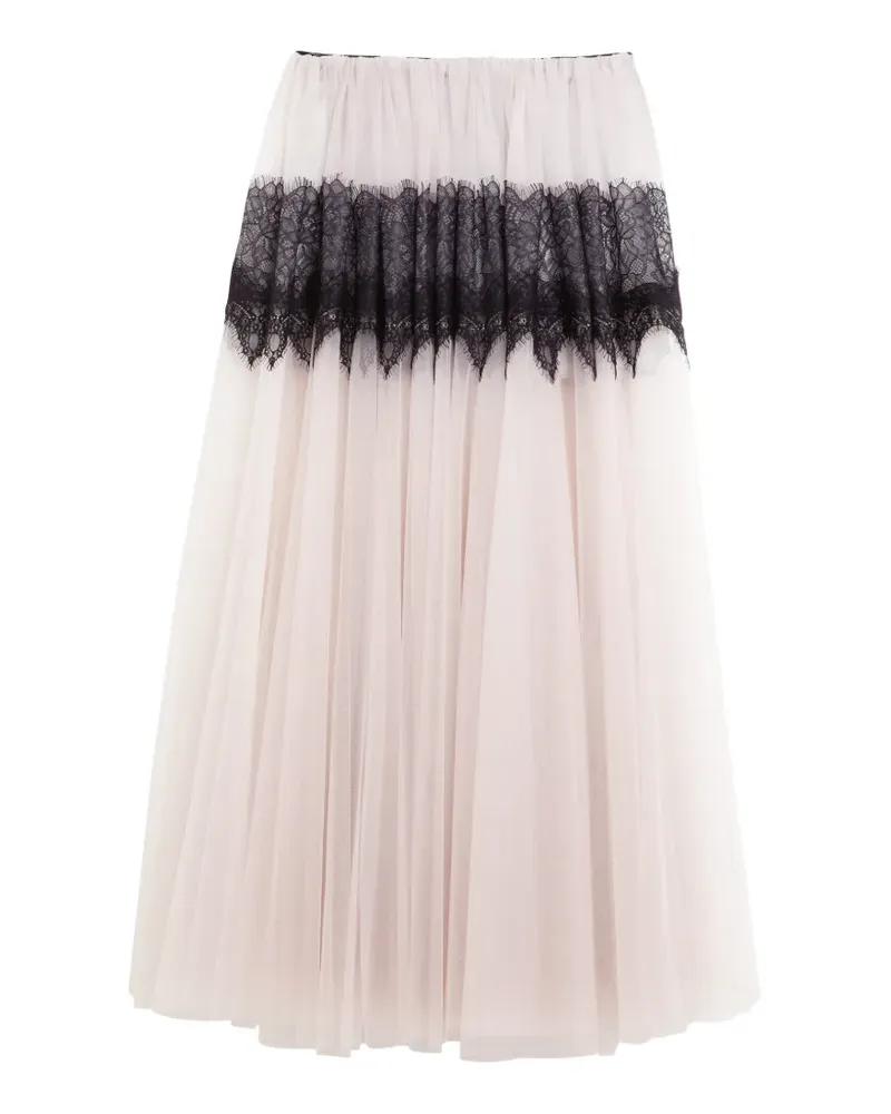 Viktor & Rolf tulle lace-trim maxi skirt - Nude Nude
