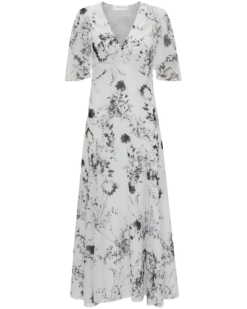 Victoria Beckham Plisseekleid mit Blumen-Print - Weiß Weiß