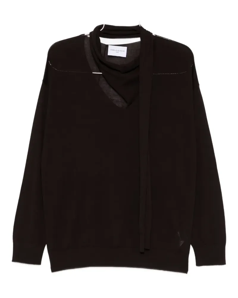 Isabelle Blanche V-neck tie sweater - Braun Braun