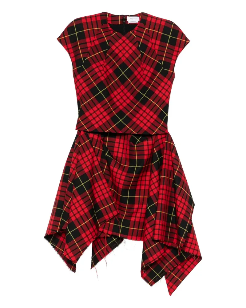 Alexander McQueen check draped mini dress - Rot Rot