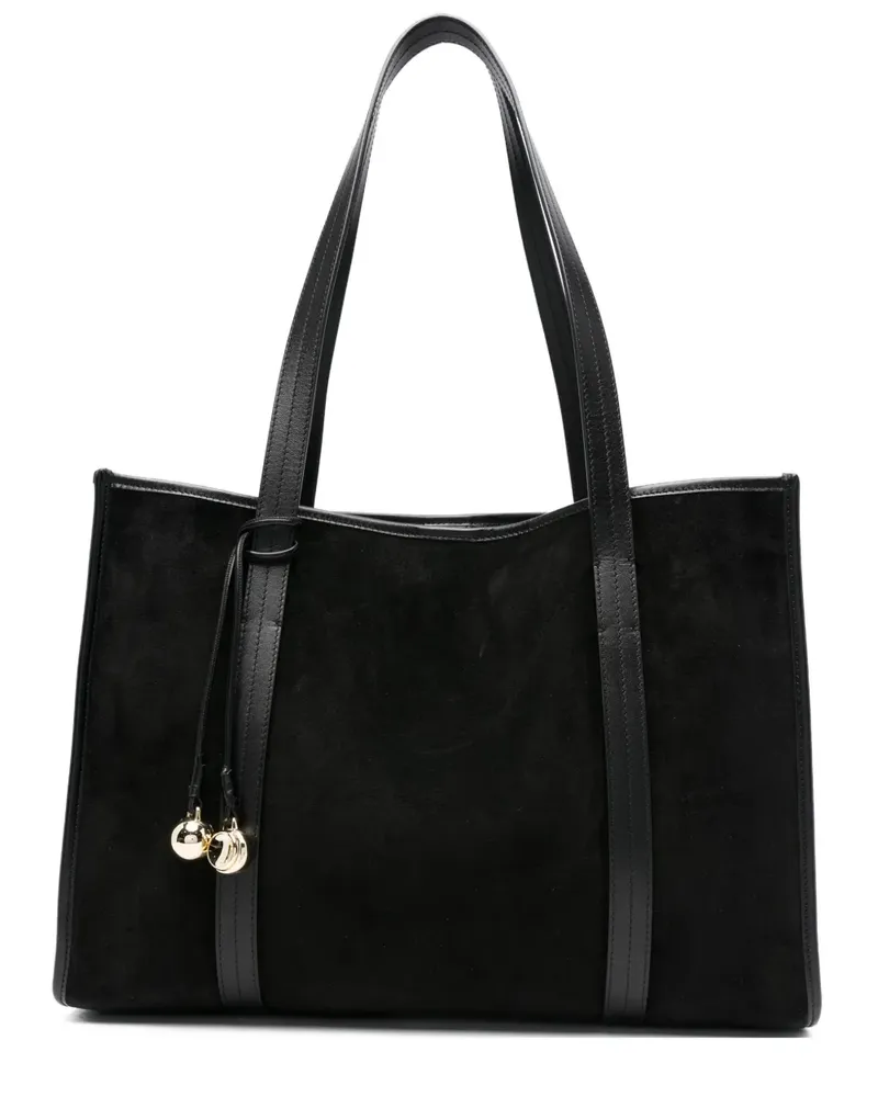Sandro Wildleder-Tote Bag mit Anhängerdetail - Schwarz Schwarz