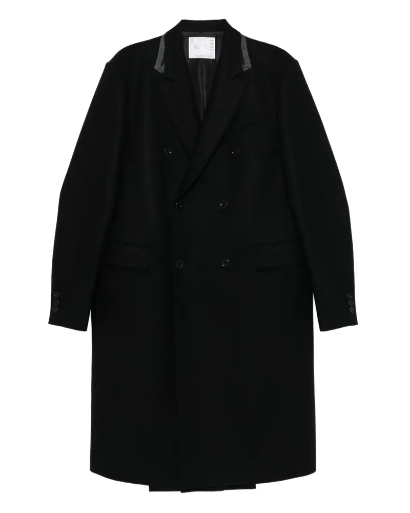 Sacai Doppelreihiger Mantel - Schwarz Schwarz